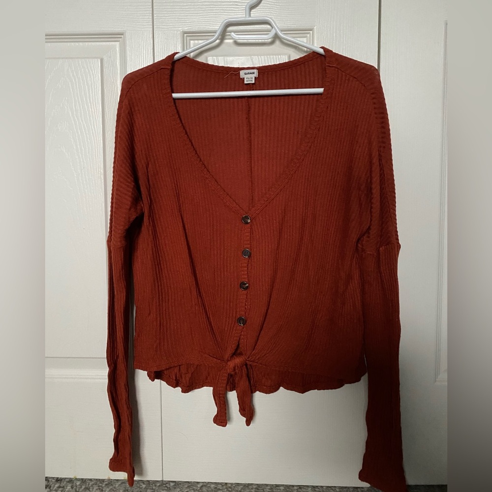 Garage Ribbed Tied Long Sleeve